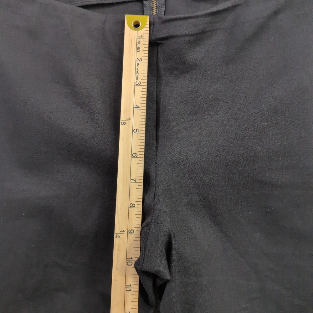 J. Crew Women's Black Size 14 Mid Rise Crop Leggings Pants Leather Trim Back Zip - Picture 8 of 16